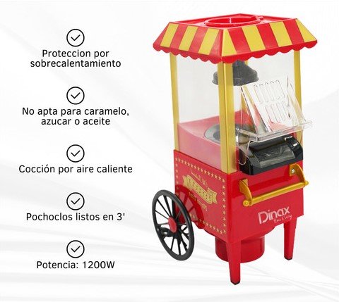 Máquina para hacer pochoclos carrito retro