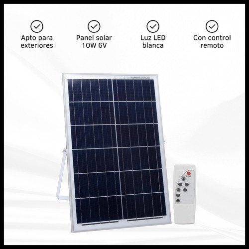 Reflector led 100w con panel solar. Control remoto. Ip66 Exterior