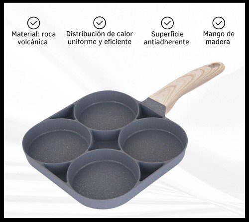 Sartén multifunción roca volcánica antiadherente 4 en 1