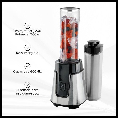 Licuadora deportiva 600 ml con 2 vasos portátiles