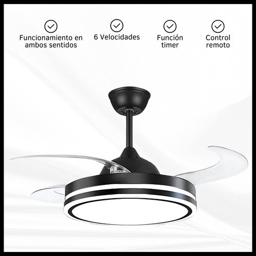 Ventilador de techo retráctil con luz cálida y fría