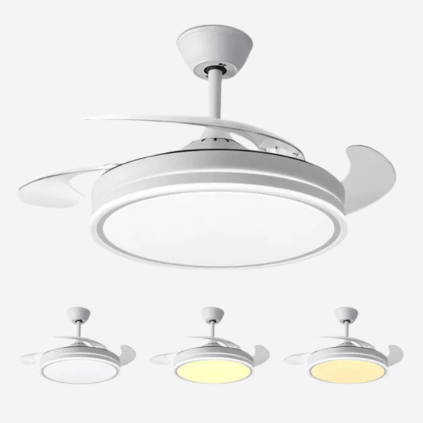 Ventilador de techo retráctil con luz cálida y fría