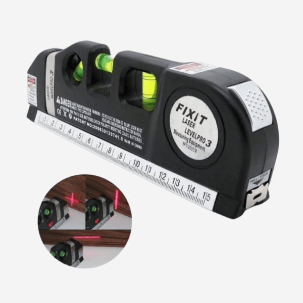 Nivel 3 en 1 (Nivel Laser 3 burbujas + Cinta métrica + Regla)