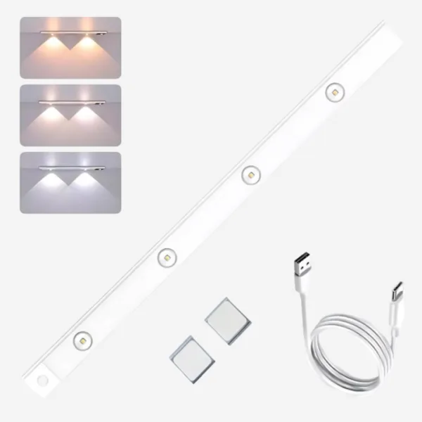 Barra  luz led con sensor de movimiento. Recargable por usb