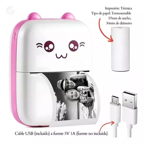 Mini impresora térmica bluetooth. Portátil y recargable.