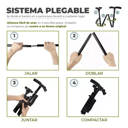 Bastón plegable y regulable con linterna