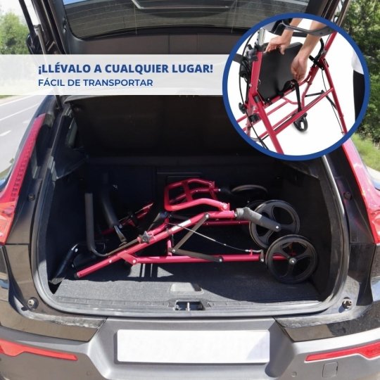 Andador con asiento. Regulable y plegable. Premium