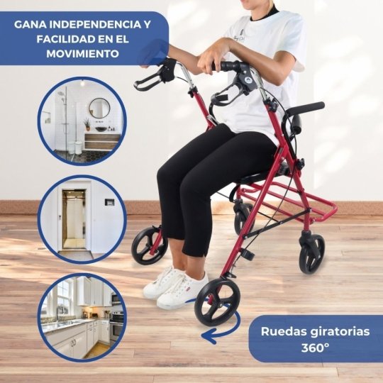 Andador con asiento. Regulable y plegable. Premium