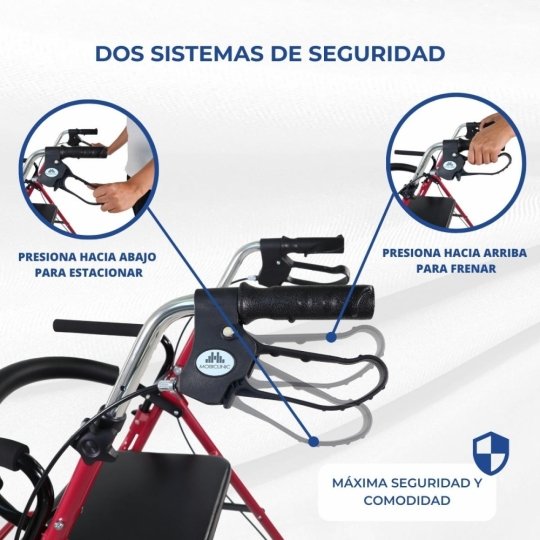 Andador con asiento. Regulable y plegable. Premium