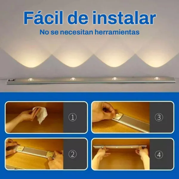 Barra  luz led con sensor de movimiento. Recargable por usb