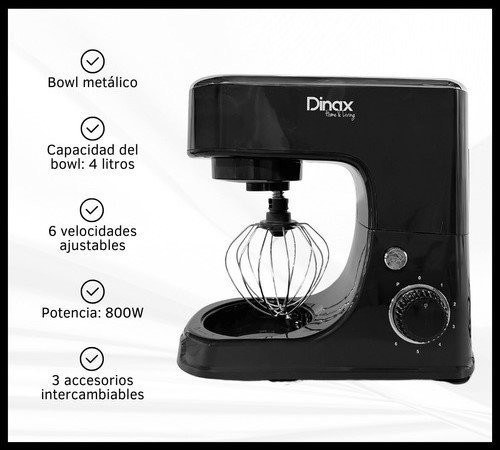 Batidora planetaria de pie 6 velocidades. Bowl metálico 800 w